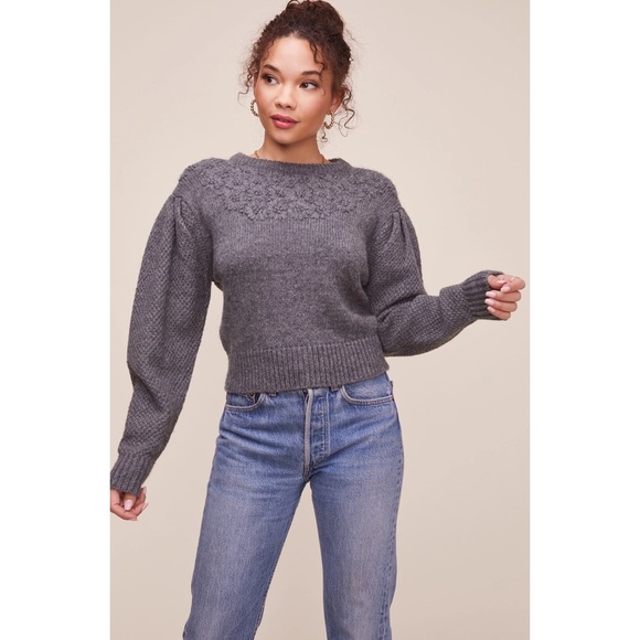 ASTR The Label Samantha Sweater Alpaca Wool Blend Embroidered Yoke Sz M - Picture 1 of 12